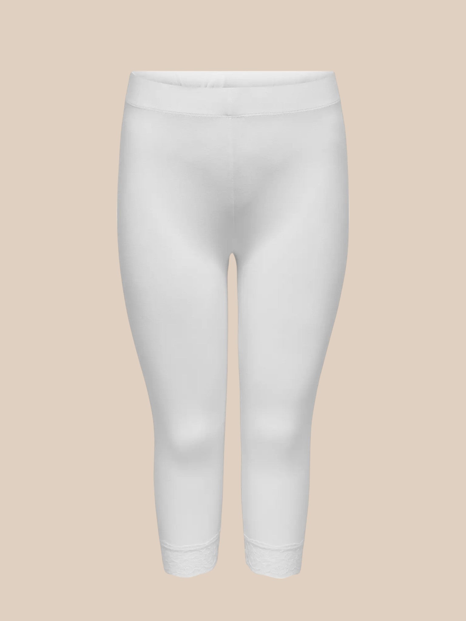 Lækker jersey leggings til plus size kvinder, som ønsker et smart look under kjolen eller tunikaen. De har blonde forneden, hvilket gør dem feminine. 