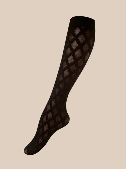 Smart knæstrømpe i mønster til plus size kvinden. De er fra Festival og i en behagelig microfiber kvalitet. 