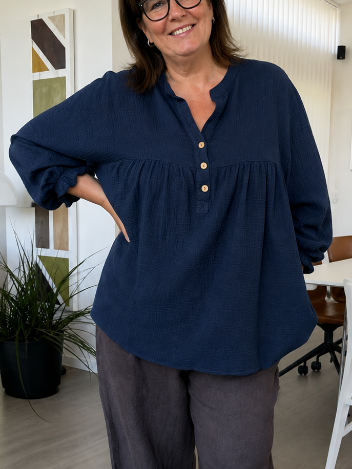 Lækker tunika i en skøn bomuldskvalitet, også det vi kalder ble-kvalitet - den er lavet til plus size kvinder. 
