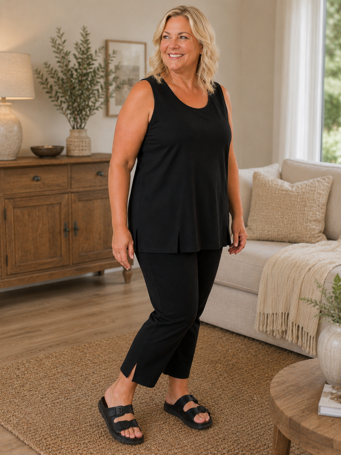 Opgrader din garderobe med en top, du vil bruge igen og igen. Bestil Plussize Birte Top online i dag og oplev en plussize top, der virkelig er lavet til dig.

Billedet er genereret vha. AI.