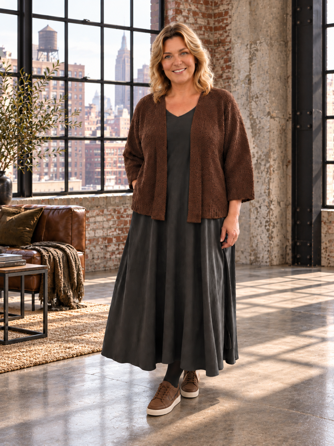 Pernille Kjole er en skøn og tidløs plus size kjole med en flot A-facon, der falder smukt og giver masser af bevægelsesfrihed. Den enkle silhuet gør kjolen nem at style til både hverdag og fest – brug den med sneakers eller sandaler til et afslappet look, eller tilsæt smykker og en let jakke for et mere elegant udtryk.

Kjolen er syet i en blød og behagelig viskosekvalitet, som føles let mod huden og falder flot uden at stramme. Den har en feminin V-hals, korte ærmer og en løs pasform, der klæder mange krop