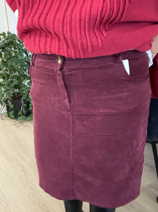 "Lizzy plussize fløjlsnederdel til kvinder med kurver – kort model i blødt fløjl, designet til en smuk og komfortabel pasform.