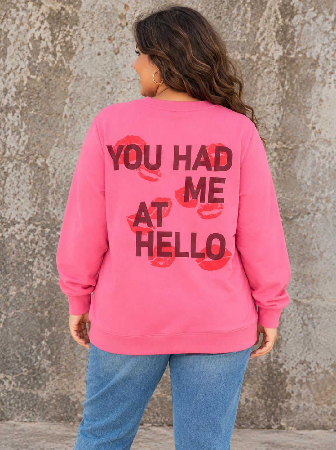 Only carmakoma sweatshirt plussize langt ærme rund i hals i 100 % bomuldmed tryk foran og bagpå blød dejlig overdel fra Sigensgaard.dk