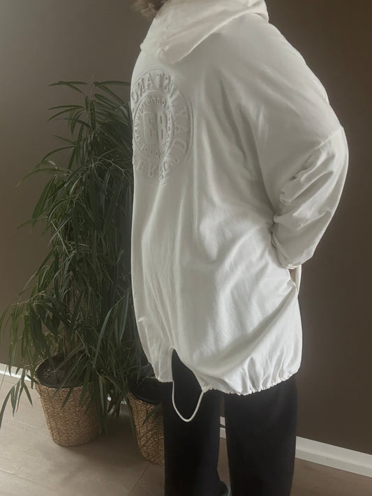 Plussize bomulds cardigan i offwhite 