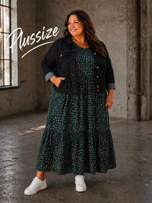 Denne smukke kjole er samme gode facon som vores Lolli kjole. Denne model er bare med blomster-print i stedet. 

Billedet er AI-genereret for at vise kjolen på et menneske.