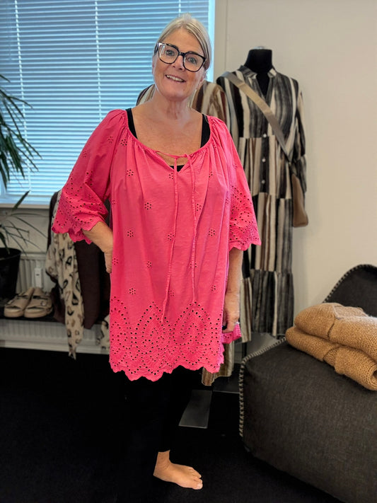 Pink fru Hansen bomulds tunika til pluspiger.