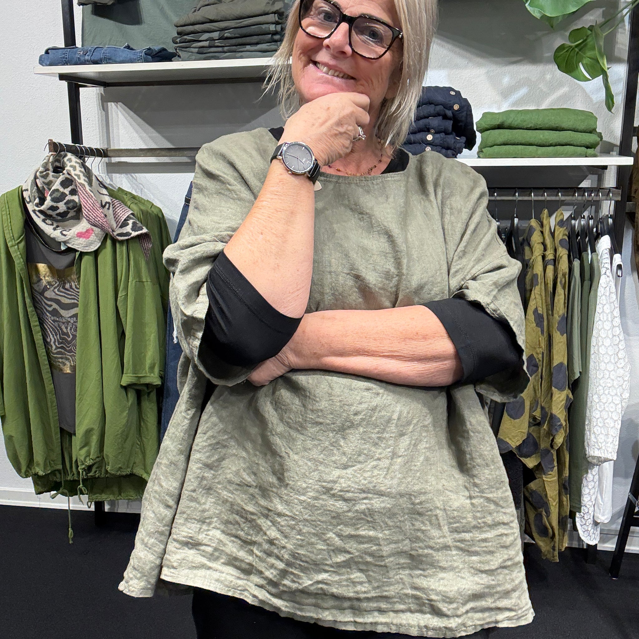 Sigensgaard linda hør tunika i army smart plussize 