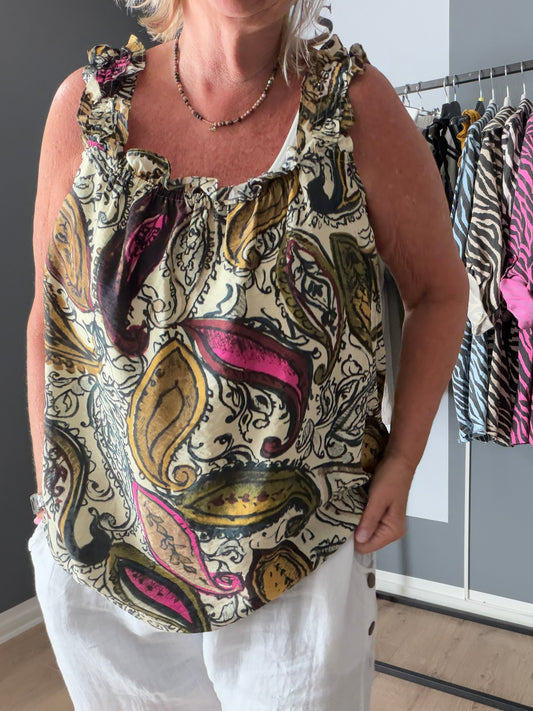 “Plus size top fra Wasabi Concept i blød viskosekvalitet. Modellen WA-HEVA 1 har en løs og komfortabel pasform, rund halsudskæring og et enkelt, tidløst design. Toppen falder let omkring kroppen og er velegnet til både hverdag og lag-på-lag styling.”
