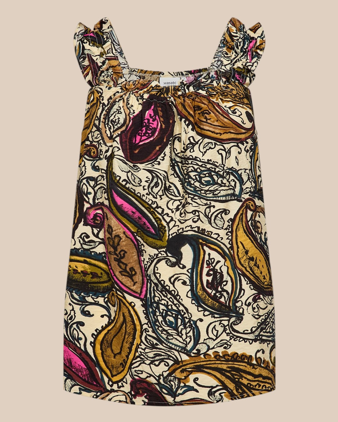 “Plus size top fra Wasabi Concept i blød viskosekvalitet. Modellen WA-HEVA 1 har en løs og komfortabel pasform, rund halsudskæring og et enkelt, tidløst design. Toppen falder let omkring kroppen og er velegnet til både hverdag og lag-på-lag styling.”