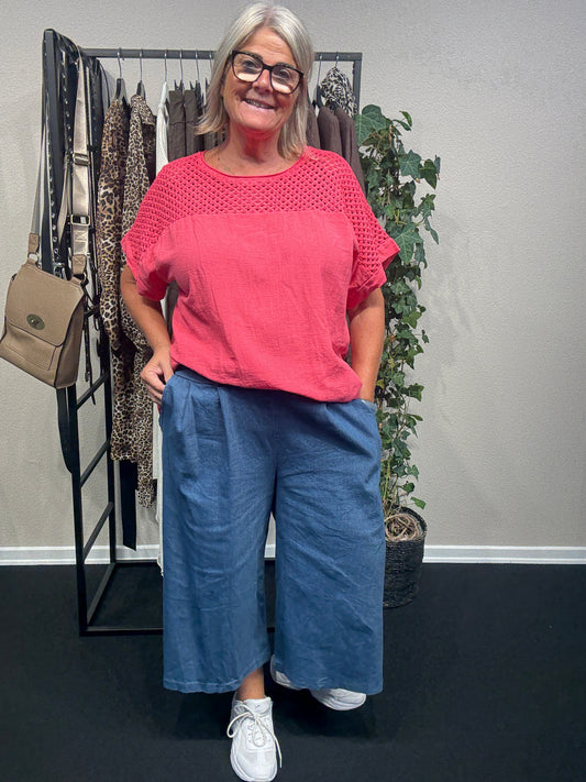Bomulds T-shirt i pink plussize fra Sigensgaard.dk