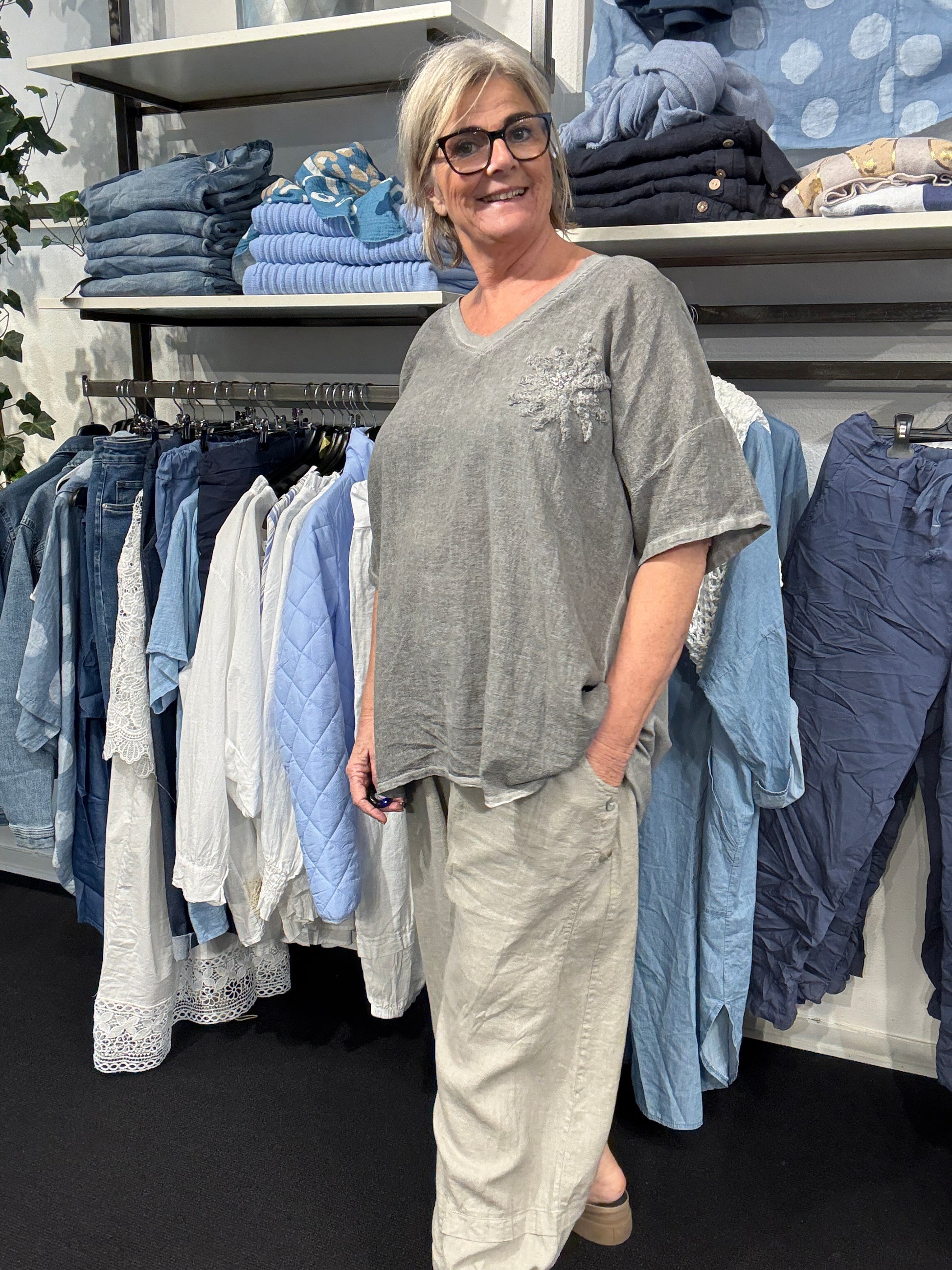 merete tshirt hør bomuld store størrelser