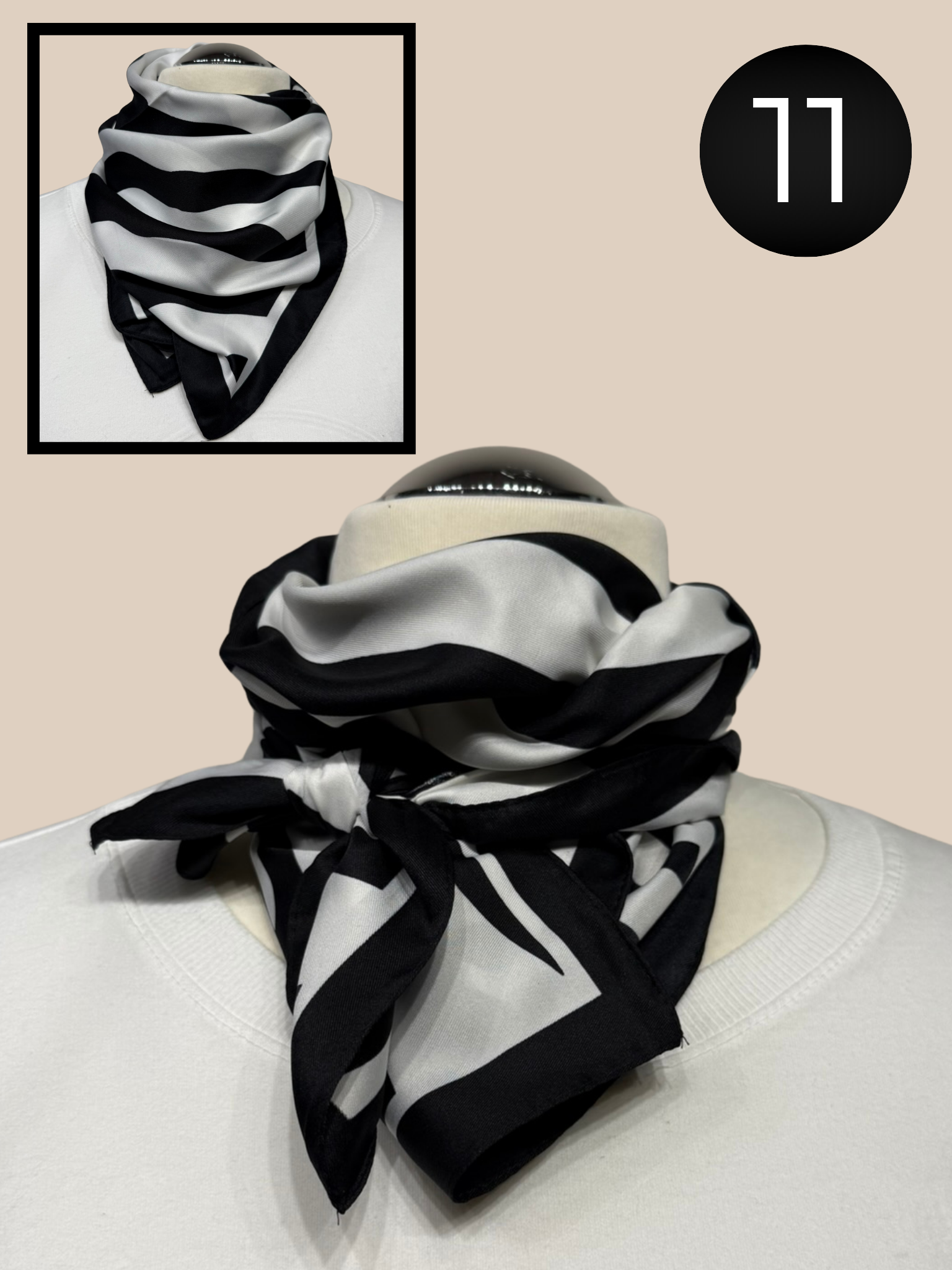 Smart polyester tørklæde som nemt kan være med til at løfte dine sæt til det næste niveau.