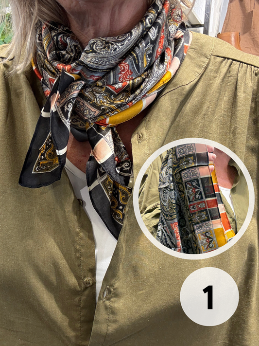 Polyester tørklæde som er perfekt til tilføje til dit sæt for at give lidt ekstra farve eller mønster. 