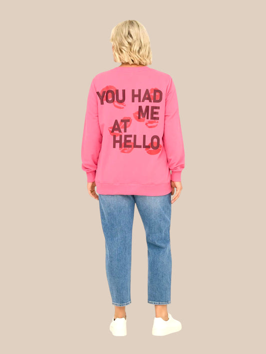 Only carmakoma sweatshirt plussize langt ærme rund i hals i 100 % bomuldmed tryk foran og bagpå blød dejlig overdel fra Sigensgaard.dk