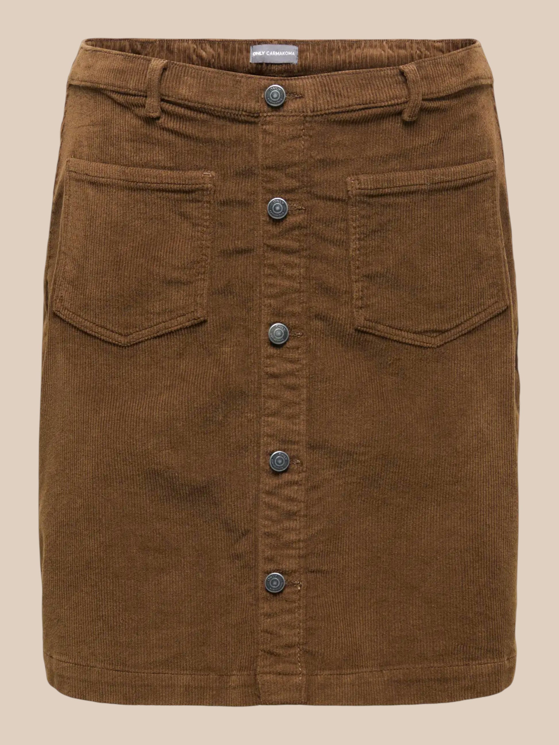 Smart plussize  fløjls kort nederdel fra only carmakoma vinter nederdel i den flotte camel farve,elastik i liv bagpå som gør den flexibel i livvidde.