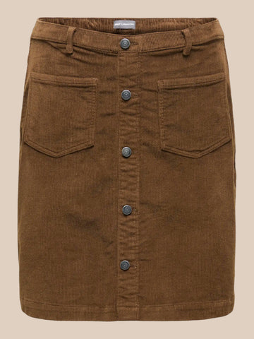 Smart plussize  fløjls kort nederdel fra only carmakoma vinter nederdel i den flotte camel farve,elastik i liv bagpå som gør den flexibel i livvidde.