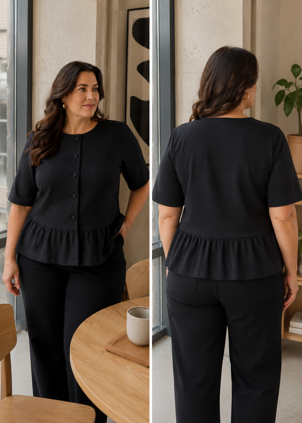 Den smukke bluse er i den lækre Sabina kvalitet, som vi alle elsker. Denne bluse er til plus size kvinderne som elsker når tøj kan bruges til både hverdag og fest. 

Dette billede er genereret vha. AI-teknologi for at vise tøjet på en person. 