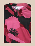 Plussize bluse fra Zhenzi som er det  mærke med de gode faconer, i bordeaux og brun flot print og flotte farver hverag eller fest den kan begge dele.