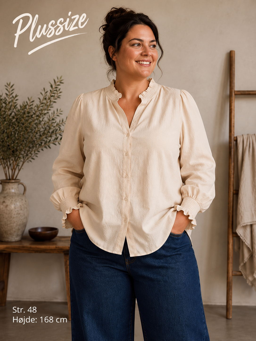 Sia 47 plussize skjorte fra wasabi billed er Ai generet
