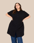 wasabi sia 5 oversize plussize viskose skjorte gennem knappet og med kort ærme,let kvaitet.