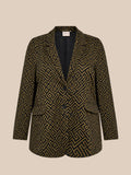 Smart plus size blazer som fås fra str. 42 op til en str. 58. Den er i et flot mønster og i en smuk oliven/sort farvekombination.