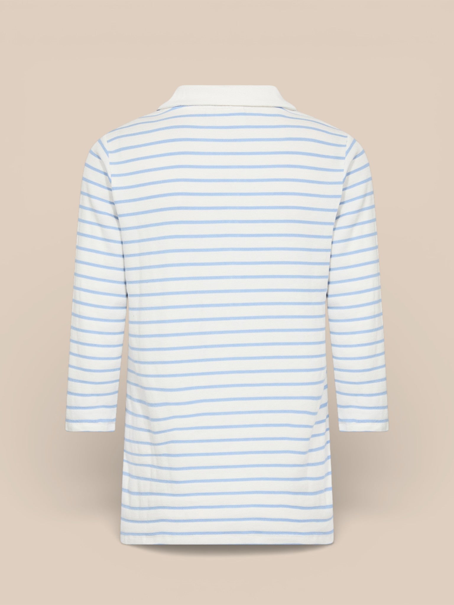 WA-SAKAR 3 stribet bluse med krave, knaplukning og trekvartærmer i blød bomulds- og viskosekvalitet.