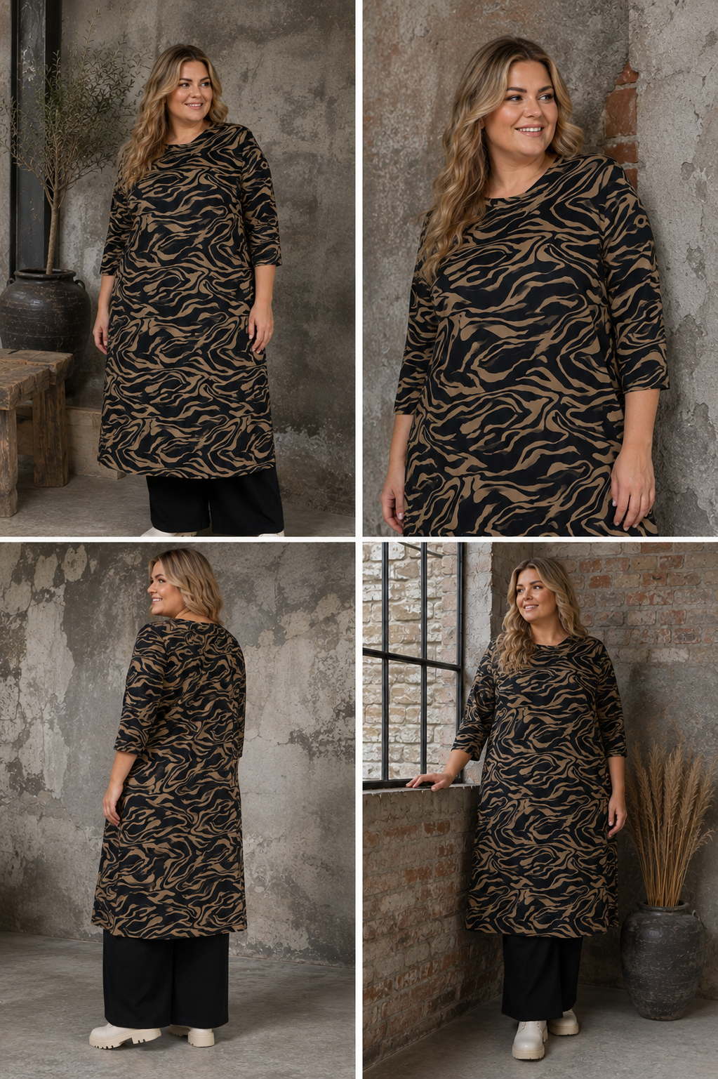 Smart kjole perfekt til efteråret - den er i de skønneste farver og så er den meget brugbar grundet facon og længde. Den er perfekt til plus size kvinden som godt kan lide at det er lidt anderledes. 