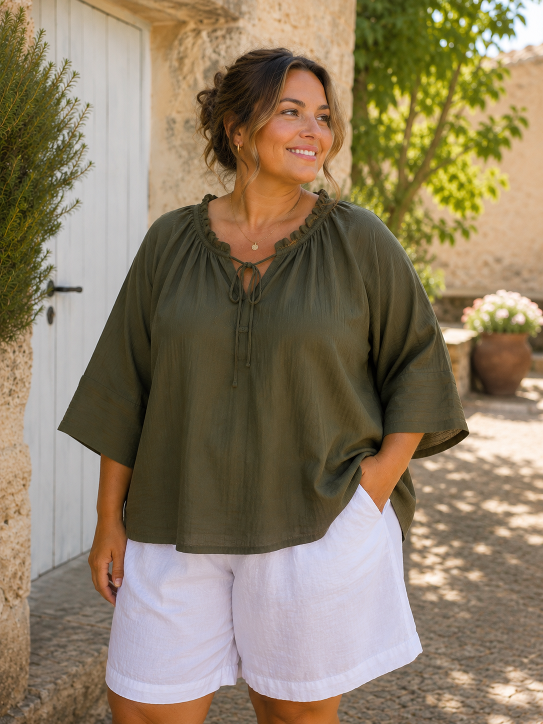 Aimi plussize bluse fra wasabi 3 flotte farver 44/58 plussize størrelse