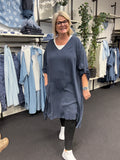 brun tencel kjole i marine til pluspiger fra sigensgaard